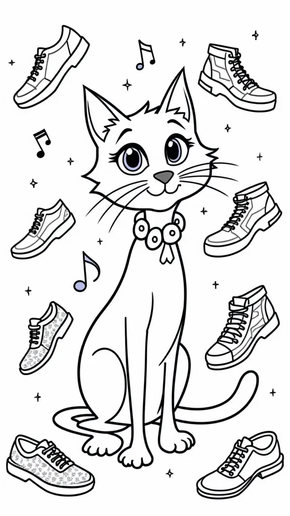 Página para colorear del zapato de pete el gato